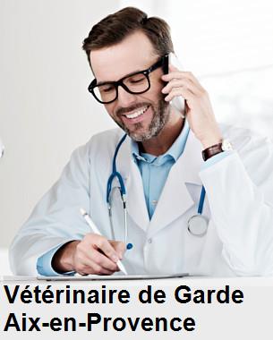 Urgence vétérinaire de garde à Aix-en-Provence () aujourd'hui pour urgence 24h/24h et 7j/7j, jours fériés, nuit et dimanche.
