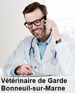 Urgence vétérinaire de garde à Bonneuil-sur-Marne () aujourd'hui pour urgence 24h/24h et 7j/7j, jours fériés, nuit et dimanche.