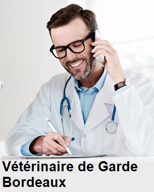Urgence vétérinaire de garde à Bordeaux () aujourd'hui pour urgence 24h/24h et 7j/7j, jours fériés, nuit et dimanche.