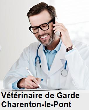 Urgence vétérinaire de garde à Charenton-le-Pont () aujourd'hui pour urgence 24h/24h et 7j/7j, jours fériés, nuit et dimanche.