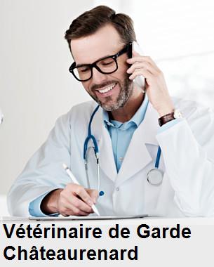 Urgence vétérinaire de garde à Châteaurenard () aujourd'hui pour urgence 24h/24h et 7j/7j, jours fériés, nuit et dimanche.