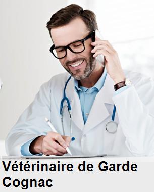 Urgence vétérinaire de garde à Cognac () aujourd'hui pour urgence 24h/24h et 7j/7j, jours fériés, nuit et dimanche.