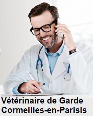 Urgence vétérinaire de garde à Cormeilles-en-Parisis () aujourd'hui pour urgence 24h/24h et 7j/7j, jours fériés, nuit et dimanche.