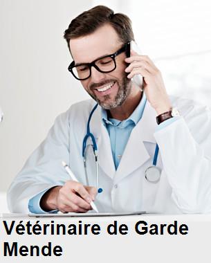 Urgence vétérinaire de garde à Mende () aujourd'hui pour urgence 24h/24h et 7j/7j, jours fériés, nuit et dimanche.
